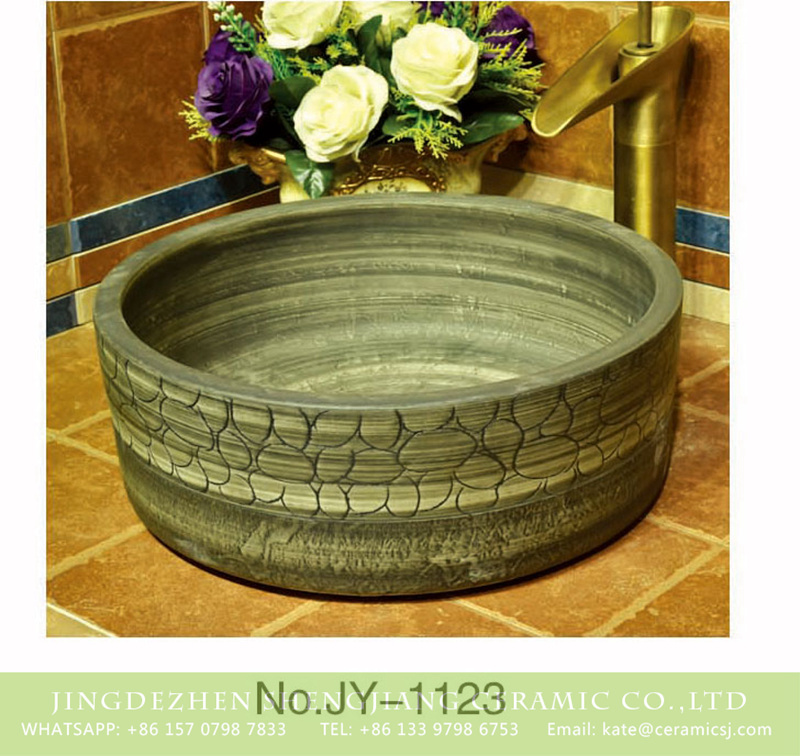 SJJY-1123-20仿古加厚草帽_09 Jingdezhen wholesale antique style hand carved special pattern wash basin    SJJY-1123-20 - shengjiang  ceramic  factory   porcelain art hand basin wash sink