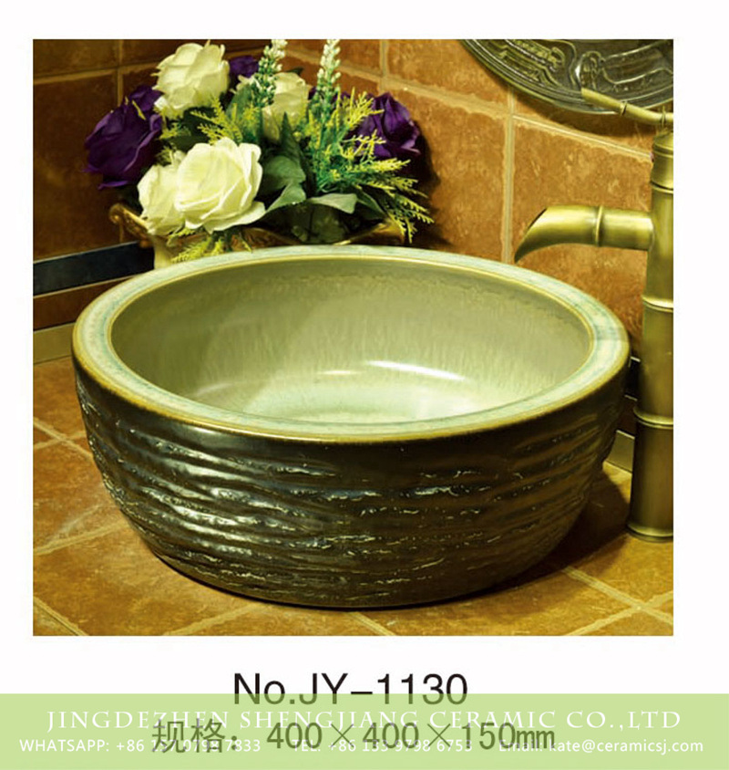 SJJY-1130-21仿古腰鼓盆_03 Art and craft smooth thick edge ceramic wash sink    SJJY-1130-21 - shengjiang  ceramic  factory   porcelain art hand basin wash sink