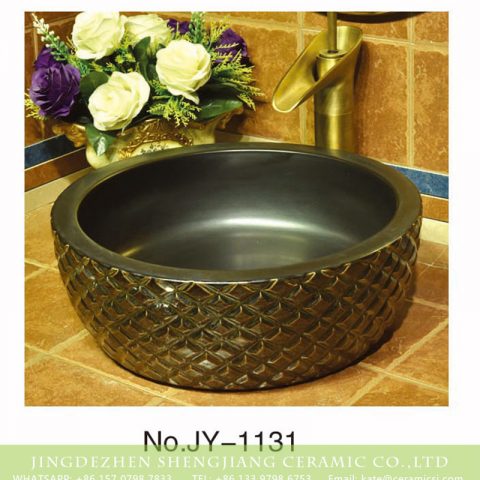 Hand craft special pattern surface and black smooth inner wall lavabo     SJJY-1131-21