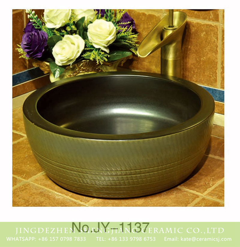 SJJY-1137-21仿古腰鼓盆_12 Porcelain city Jingdezhen produce modern style smooth wash sink    SJJY-1137-21 - shengjiang  ceramic  factory   porcelain art hand basin wash sink