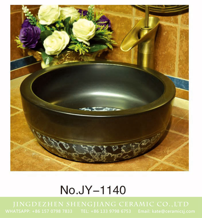 SJJY-1140-21仿古腰鼓盆_15 Antique Chinese style black color ceramic sanitary ware    SJJY-1140-21 - shengjiang  ceramic  factory   porcelain art hand basin wash sink