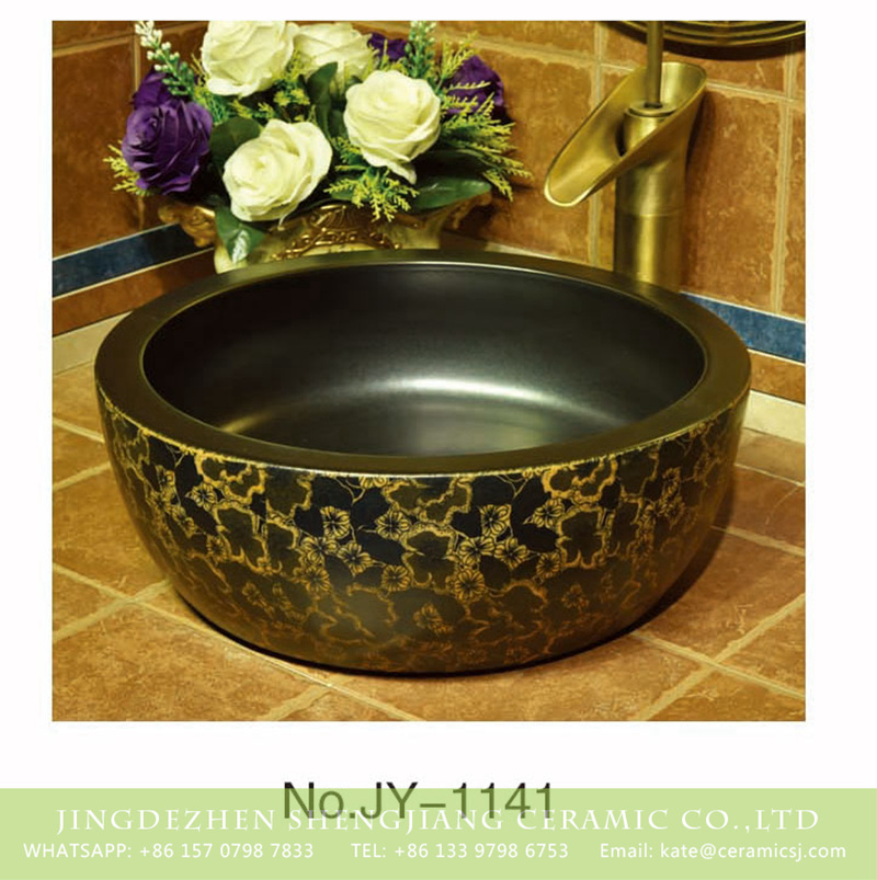 SJJY-1141-21仿古腰鼓盆_16 Art retro style high quality ceramic black color sanitary ware    SJJY-1141-21 - shengjiang  ceramic  factory   porcelain art hand basin wash sink