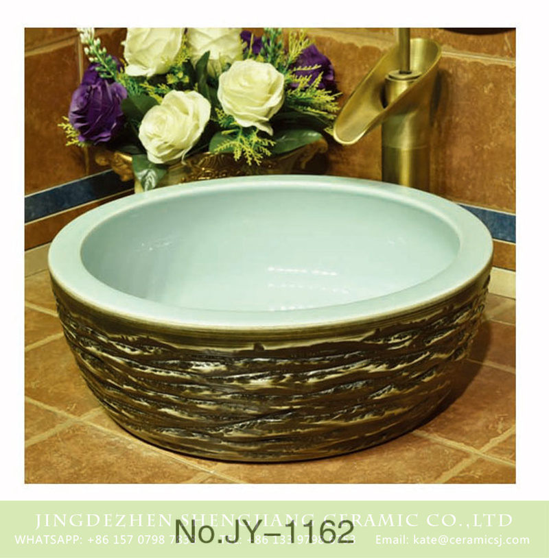 SJJY-1162-23仿古腰鼓盆_12 Shengjiang factory pure hand carved thicken ceramic vanity basin    SJJY-1162-23 - shengjiang  ceramic  factory   porcelain art hand basin wash sink