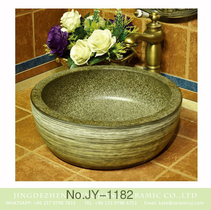 SJJY-1182-25仿古腰鼓盆_08 Factory cheap price durable ceramic marble style thicken wash sink    SJJY-1182-25 - shengjiang  ceramic  factory   porcelain art hand basin wash sink