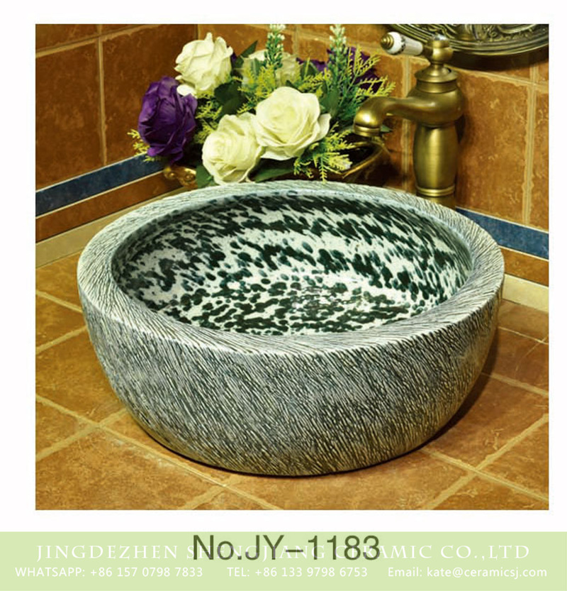 SJJY-1183-25仿古腰鼓盆_09 Chinese art freehand brush work design porcelain round vanity basin     SJJY-1183-25 - shengjiang  ceramic  factory   porcelain art hand basin wash sink