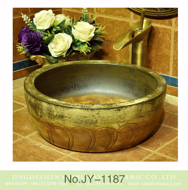 SJJY-1187-25仿古腰鼓盆_13 China antique style round ceramic durable wash hand basin    SJJY-1187-25 - shengjiang  ceramic  factory   porcelain art hand basin wash sink