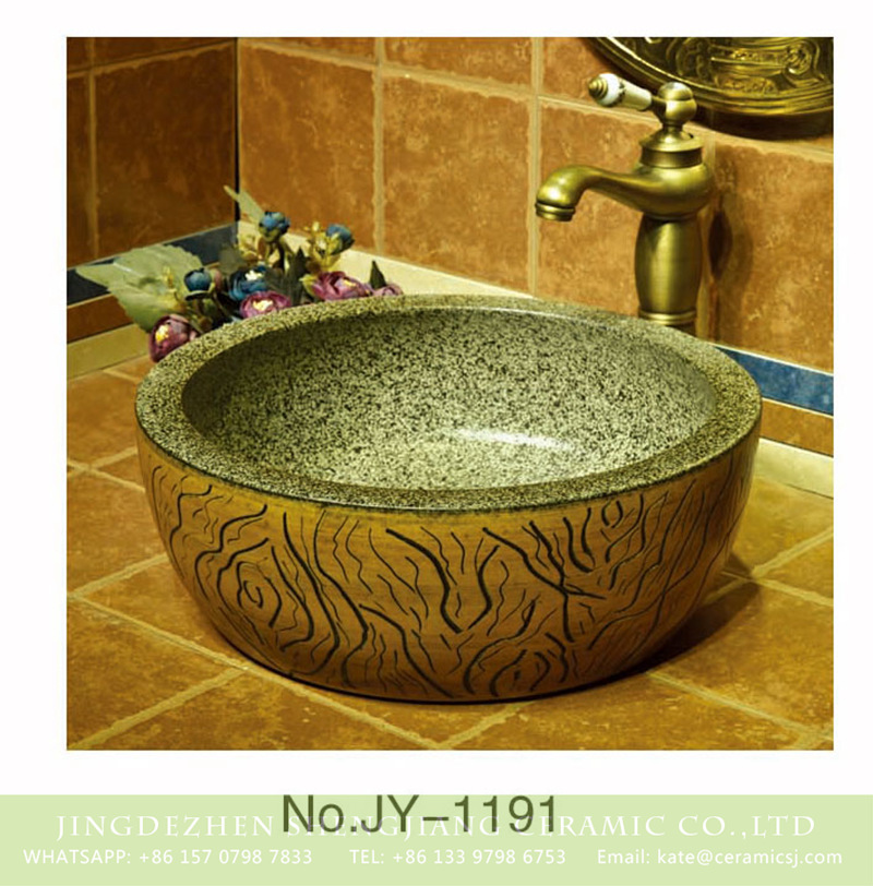 SJJY-1191-27仿古腰鼓盆_04 Hand carved imitating marble ceramic sink    SJJY-1191-27 - shengjiang  ceramic  factory   porcelain art hand basin wash sink