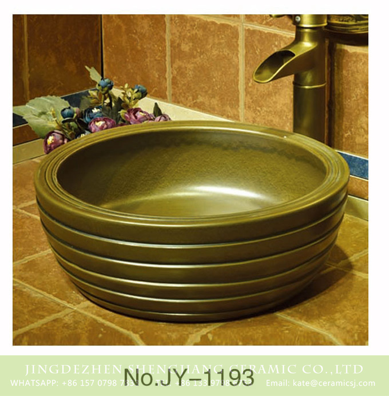 SJJY-1193-27仿古腰鼓盆_07 Made in China pure hand craft dark color sanitary ware    SJJY-1193-27 - shengjiang  ceramic  factory   porcelain art hand basin wash sink