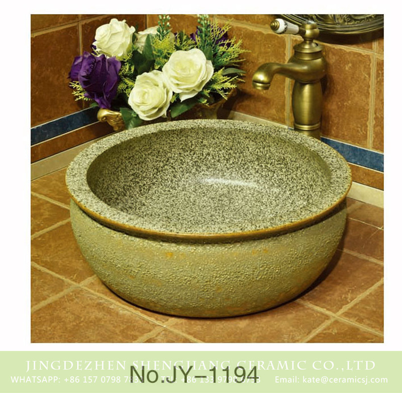 SJJY-1194-27仿古腰鼓盆_08 Hot sale product imitating marble inside and granite surface vanity basin    SJJY-1194-27 - shengjiang  ceramic  factory   porcelain art hand basin wash sink