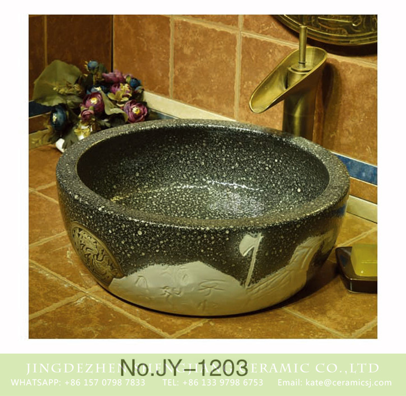 SJJY-1203-28仿古腰鼓盆_04 China pure hand craft antique durable porcelain with unique design wash basin    SJJY-1203-28 - shengjiang  ceramic  factory   porcelain art hand basin wash sink