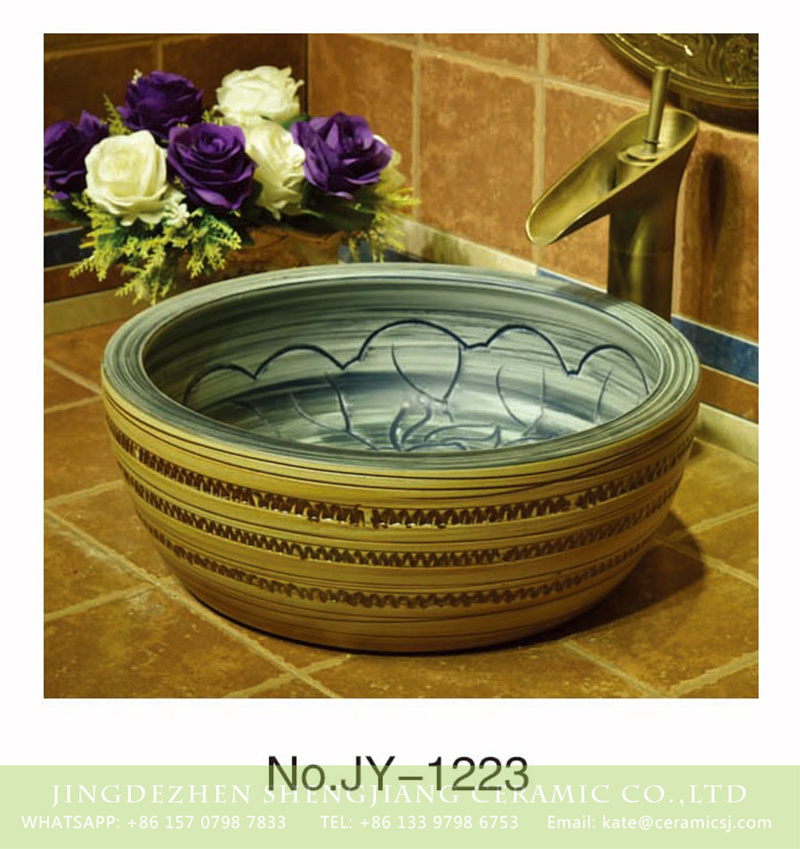 SJJY-1223-29仿古腰鼓盆_13 Factory outlet hand painted art ceramic round wash basin    SJJY-1223-29 - shengjiang  ceramic  factory   porcelain art hand basin wash sink