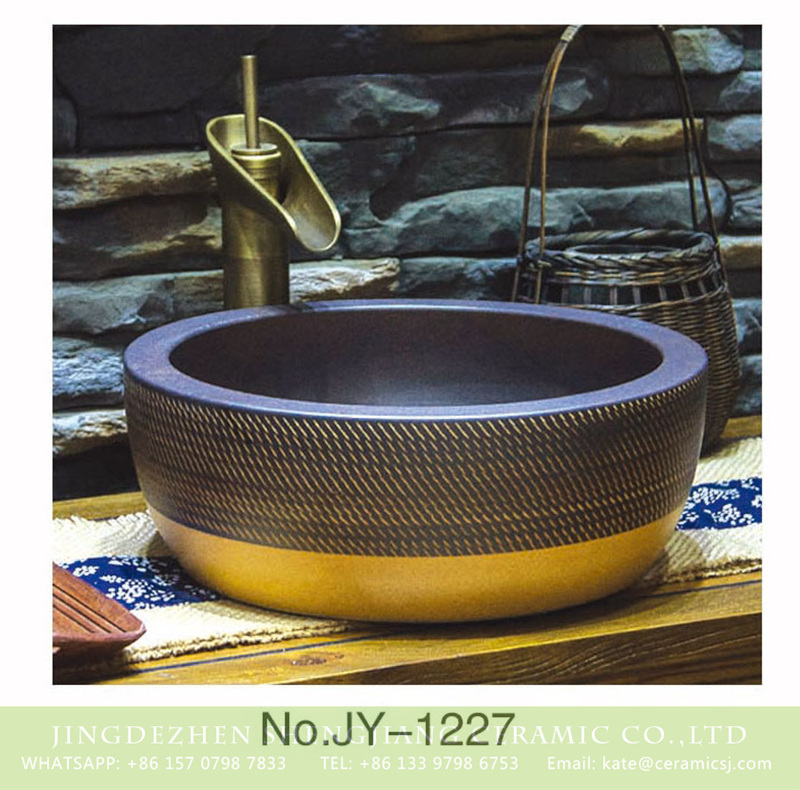 SJJY-1227-30仿古腰鼓盆_04 Asia online sale grind arenaceous dark color high quality wash sink    SJJY-1227-30 - shengjiang  ceramic  factory   porcelain art hand basin wash sink