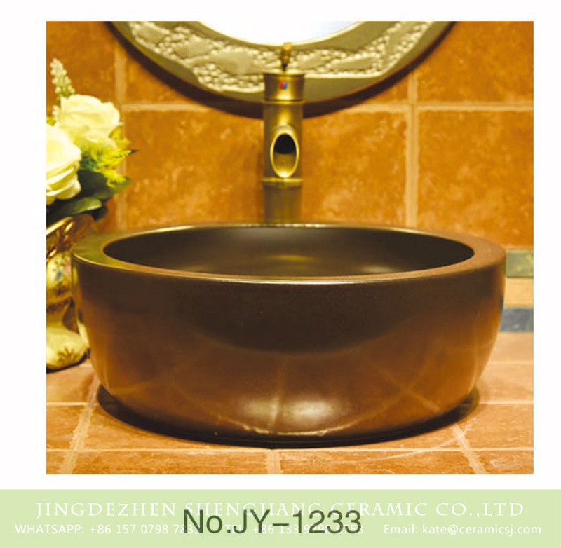 SJJY-1233-30仿古腰鼓盆_11 Jingdezhen factory large bulk sale easy clean ceramic coppery sanitary ware    SJJY-1233-30 - shengjiang  ceramic  factory   porcelain art hand basin wash sink