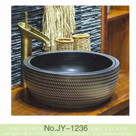 Large bulk sale factory outlet matte black inner wall wash hand basin    SJJY-1236-30