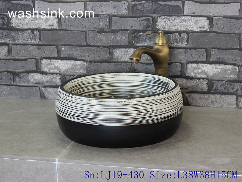 LJ19-430 LJ19-430     Exquisite black foundation ceramic sanitary ware - shengjiang  ceramic  factory   porcelain art hand basin wash sink