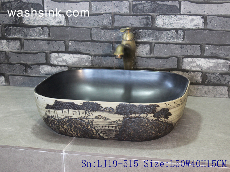 LJ19-515 LJ19-515    Arts and crafts valuable porcelain wash sink - shengjiang  ceramic  factory   porcelain art hand basin wash sink