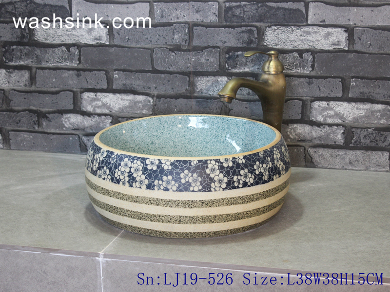 LJ19-526 LJ19-526     Elegant winter sweet design ceramic sanitary ware - shengjiang  ceramic  factory   porcelain art hand basin wash sink