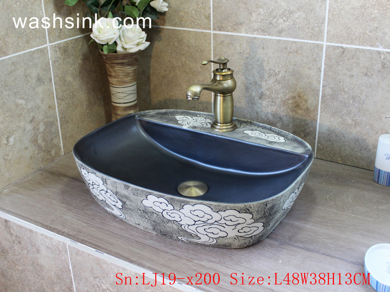 LJ19-x200 LJ19-x200    Unique shape cloud design ceramic wash basin - shengjiang  ceramic  factory   porcelain art hand basin wash sink