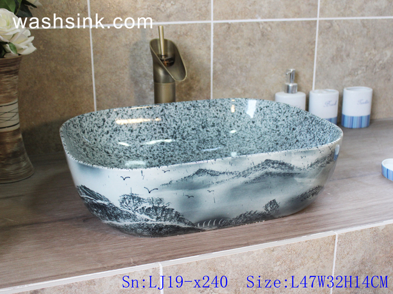 LJ19-x240 LJ19-x240      Marble color inside landscape design ceramic wash sink - shengjiang  ceramic  factory   porcelain art hand basin wash sink