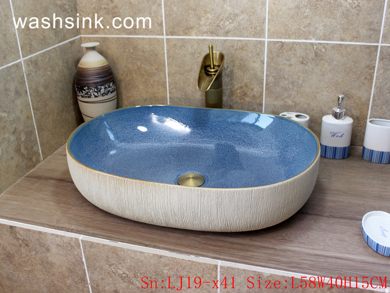 LJ19-x41 LJ19-x41   Light blue exquisite ceramic sanitary ware - shengjiang  ceramic  factory   porcelain art hand basin wash sink