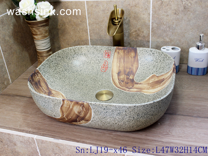 LJ19-x46 LJ19-x46    Creative marble color hot sale porcelain wash sink - shengjiang  ceramic  factory   porcelain art hand basin wash sink