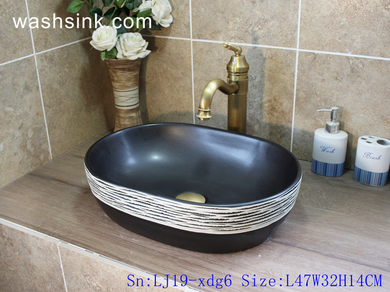 LJ19-xdg6 LJ19-xdg6    European simple style pure hand made ceramic wash basin - shengjiang  ceramic  factory   porcelain art hand basin wash sink