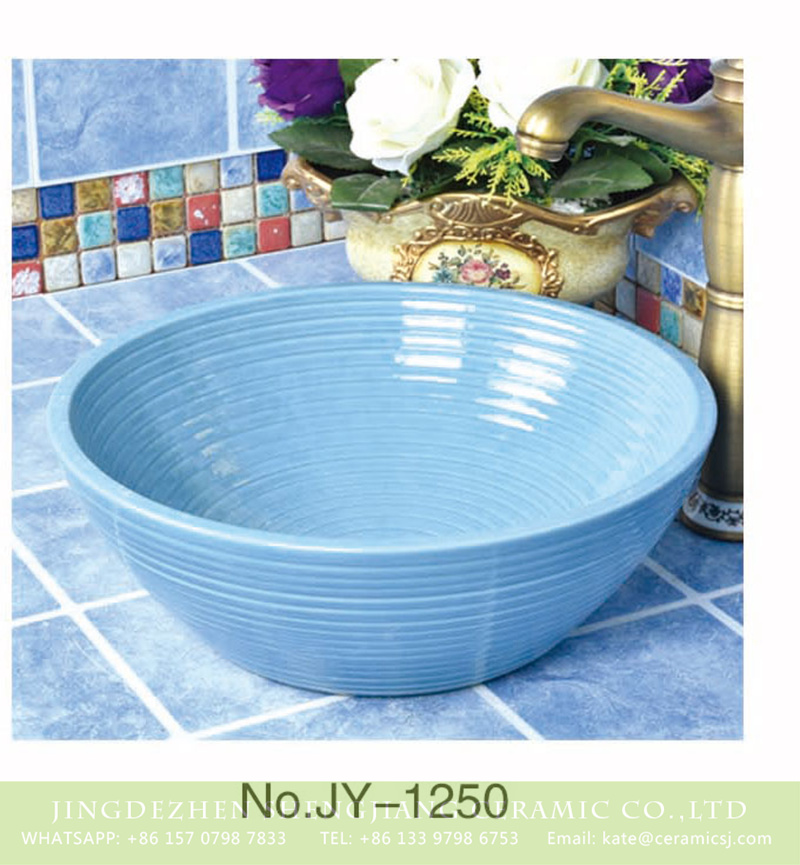 SJJY-1250-32卅五厘米_03 Popular sale item Shengjiang factory plain blue color wash basin     SJJY-1250-32 - shengjiang  ceramic  factory   porcelain art hand basin wash sink