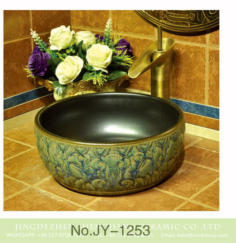 SJJY-1253-32卅五厘米_07 European style art hand carved antique wash basin    SJJY-1253-32 - shengjiang  ceramic  factory   porcelain art hand basin wash sink