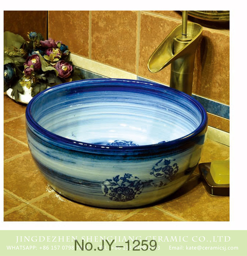 SJJY-1259-32卅五厘米_13 Hot sale new product blue and white round sanitary ware    SJJY-1259-32 - shengjiang  ceramic  factory   porcelain art hand basin wash sink