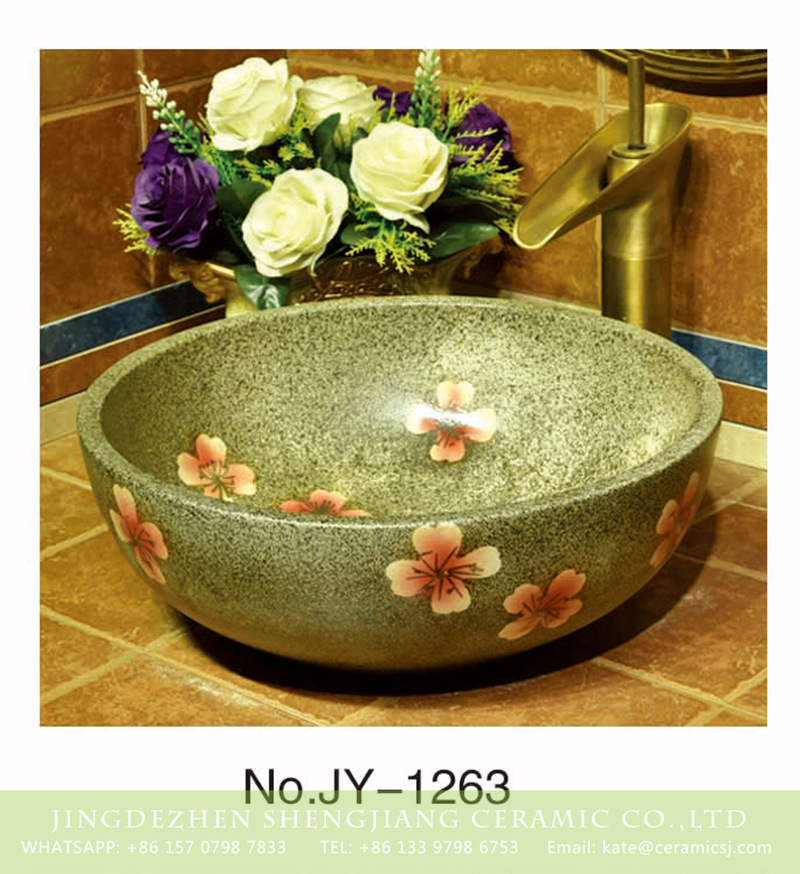 SJJY-1263-33仿古碗盆_04 China art marble porcelain with red color flowers pattern vanity basin    SJJY-1263-33 - shengjiang  ceramic  factory   porcelain art hand basin wash sink