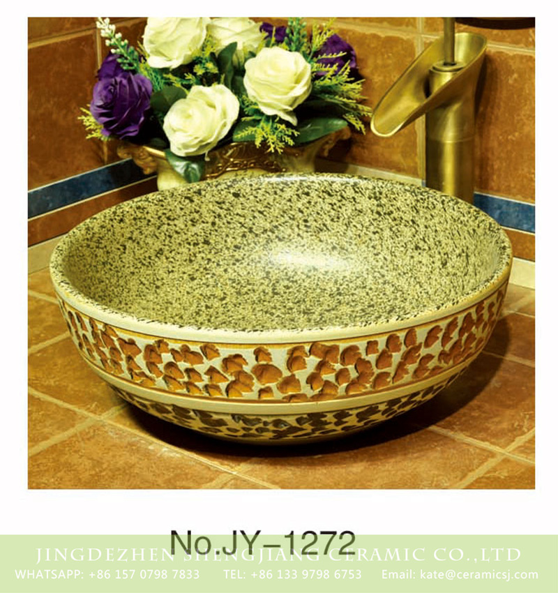 SJJY-1272-33仿古碗盆_14 China traditional high quality wash basin with marble inner wall and hand carved surface    SJJY-1272-33 - shengjiang  ceramic  factory   porcelain art hand basin wash sink