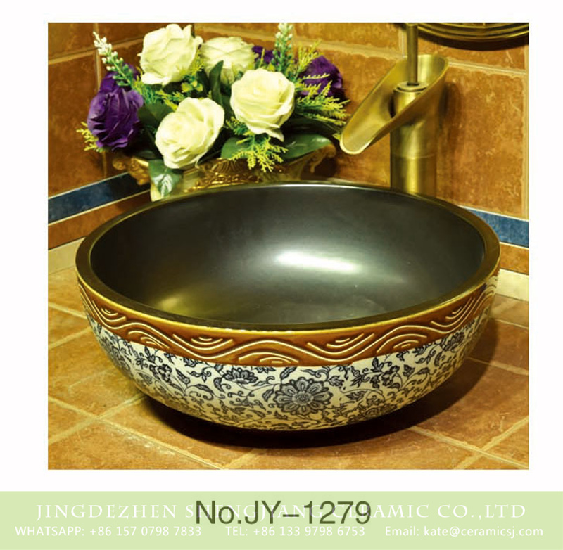 SJJY-1279-34仿古碗盆_09 Porcelain city Jingdezhen produce durable ceramic with beautiful flowers design sanitary ware    SJJY-1279-34 - shengjiang  ceramic  factory   porcelain art hand basin wash sink