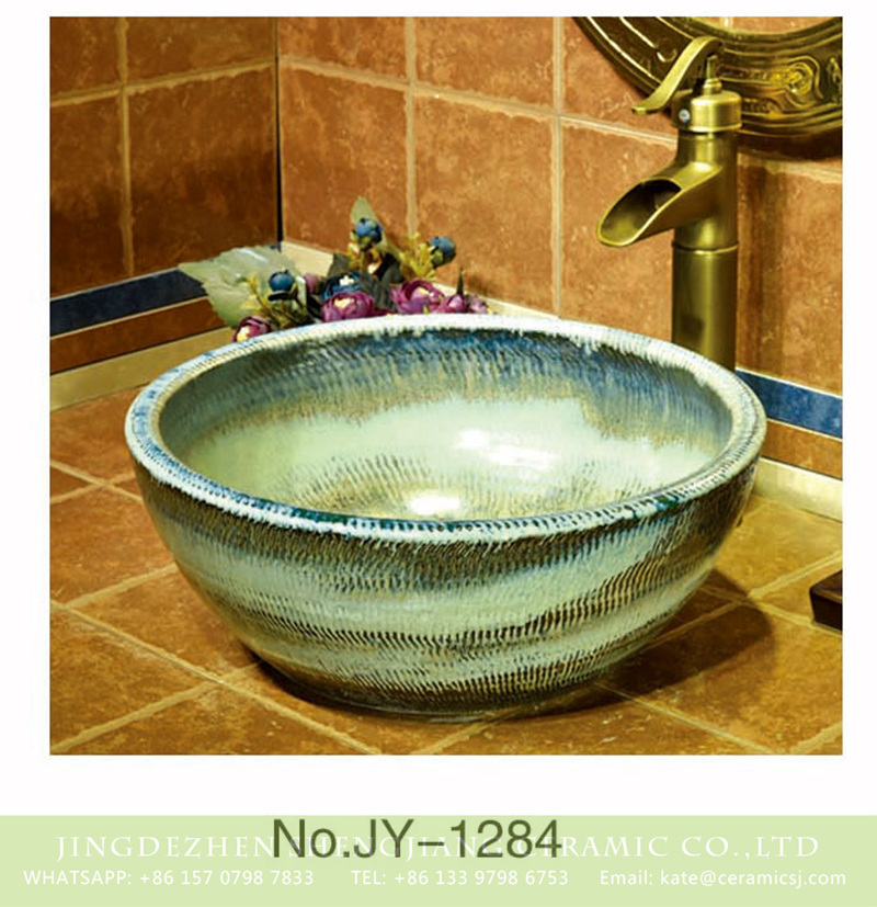 SJJY-1284-34仿古碗盆_14 Hot sale art round porcelain vanity basin    SJJY-1284-34 - shengjiang  ceramic  factory   porcelain art hand basin wash sink