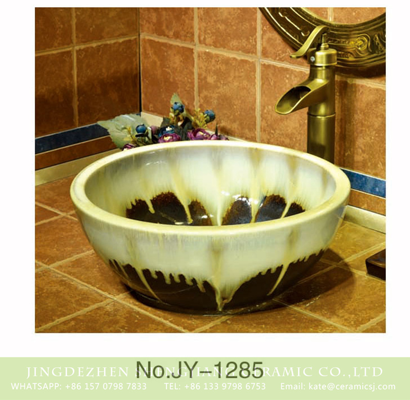 SJJY-1285-34仿古碗盆_15 Asia style color glazed round easy clean wash basin    SJJY-1285-34 - shengjiang  ceramic  factory   porcelain art hand basin wash sink