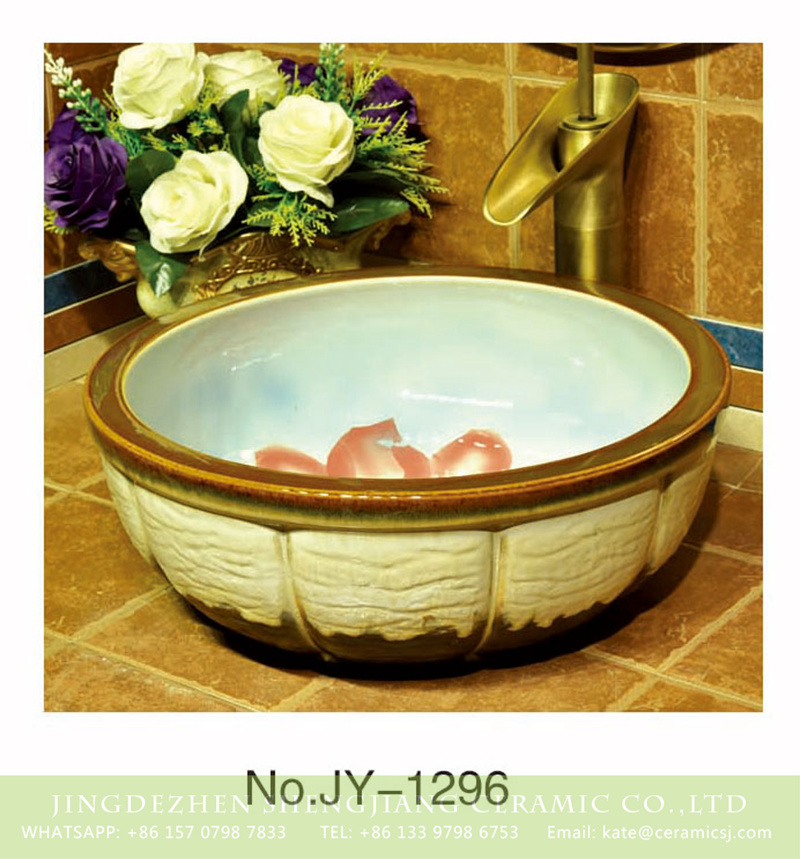 SJJY-1296-35仿古碗盆_14 Made in China pure hand painted red flower design vanity basin     SJJY-1296-35 - shengjiang  ceramic  factory   porcelain art hand basin wash sink