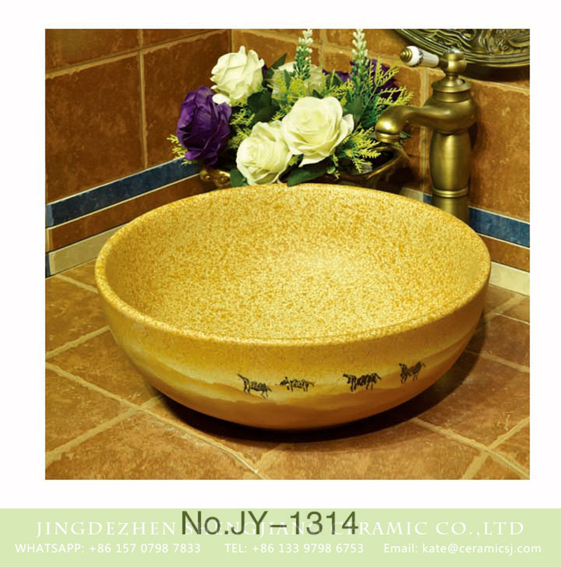 SJJY-1314-37仿古碗盆_08 Jingdezhen wholesale high quality desert pattern sanitary ware    SJJY-1314-37 - shengjiang  ceramic  factory   porcelain art hand basin wash sink