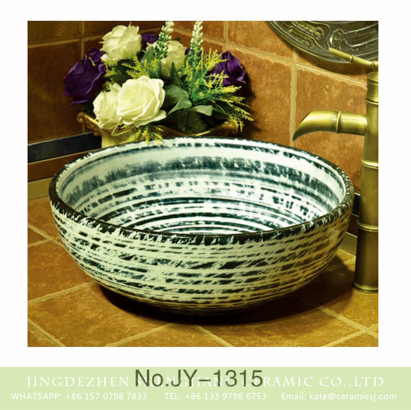 SJJY-1315-37仿古碗盆_09 Porcelain of Jingdezhen produce green color round art sink    SJJY-1315-37 - shengjiang  ceramic  factory   porcelain art hand basin wash sink