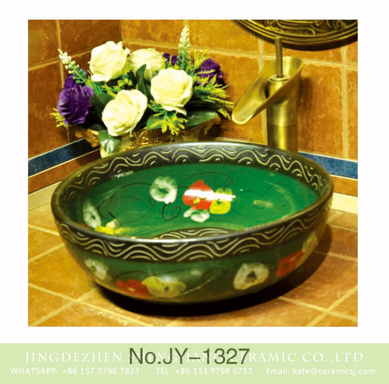 SJJY-1327-39仿古碗盆_09 China traditional style color glazed wash hand basin     SJJY-1327-39 - shengjiang  ceramic  factory   porcelain art hand basin wash sink