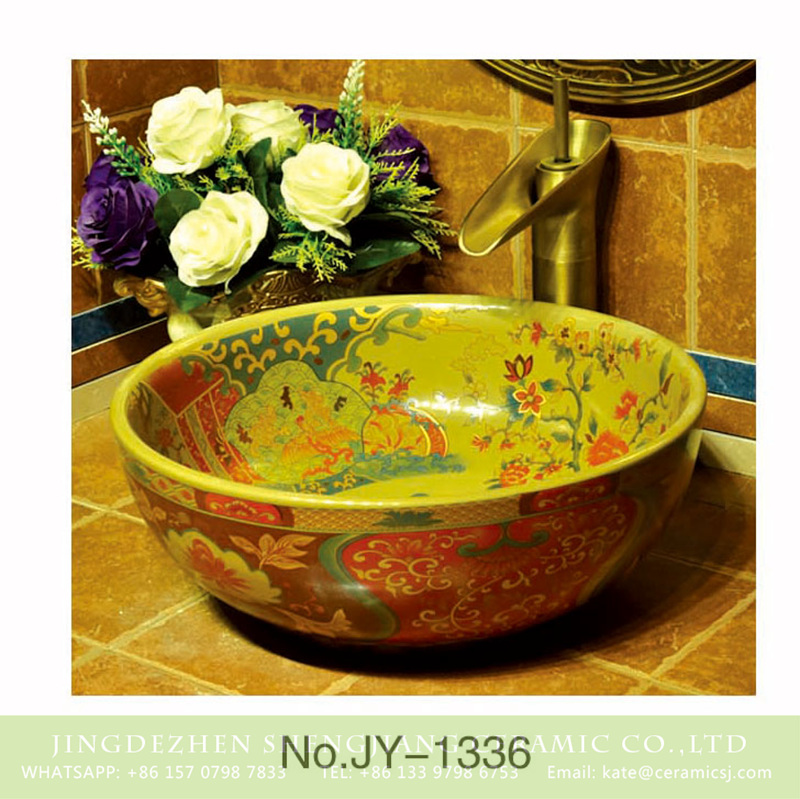 SJJY-1336-40仿古碗盆_05 Japanese style smooth ceramic round colorful wash basin    SJJY-1336-40 - shengjiang  ceramic  factory   porcelain art hand basin wash sink