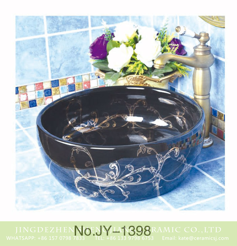 SJJY-1398-45薄口腰鼓盆_11 Shengjiang factory direct black color easy clean waist drum basin     SJJY-1398-45 - shengjiang  ceramic  factory   porcelain art hand basin wash sink