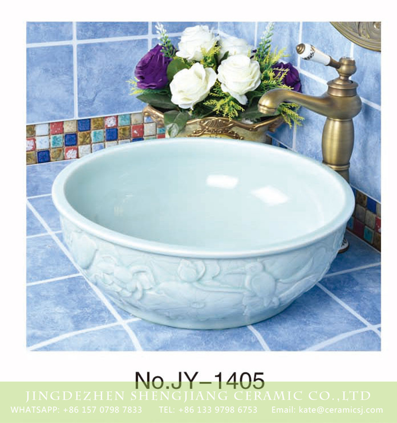 SJJY-1405-46颜色釉单盆_05 Factory cheap price hand craft ceramic solid color vanity basin    SJJY-1405-46 - shengjiang  ceramic  factory   porcelain art hand basin wash sink