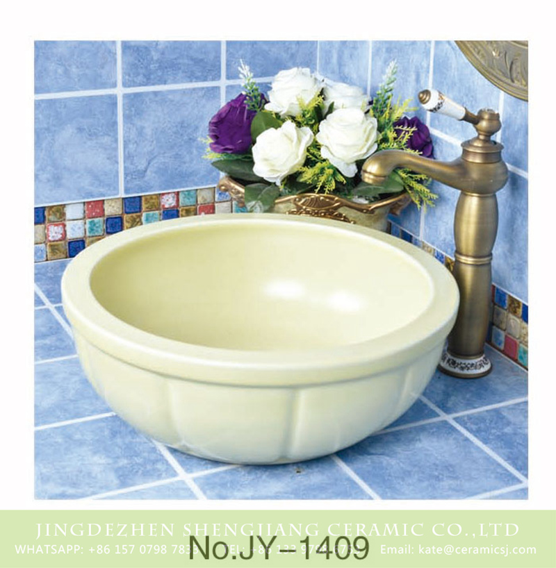 SJJY-1409-46颜色釉单盆_10 High quality ceramic cream white color durable wash basin     SJJY-1409-46 - shengjiang  ceramic  factory   porcelain art hand basin wash sink