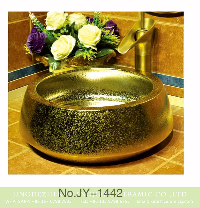 SJJY-1442-49金盆_15 Large bulk sale gold high gloss sanitary ware     SJJY-1442-49 - shengjiang  ceramic  factory   porcelain art hand basin wash sink