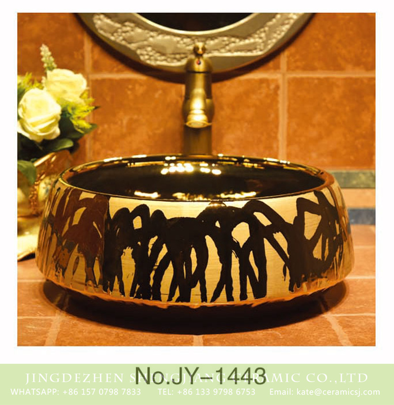 SJJY-1443-50金盆_04 China traditional style freehand brush work design wash sink     SJJY-1443-50 - shengjiang  ceramic  factory   porcelain art hand basin wash sink
