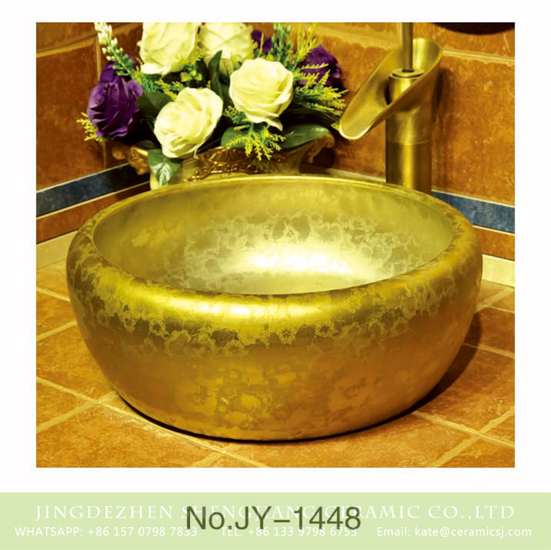 SJJY-1448-50金盆_10 Jingdezhen wholesale gilding porcelain with pattern design vanity basin     SJJY-1448-50 - shengjiang  ceramic  factory   porcelain art hand basin wash sink