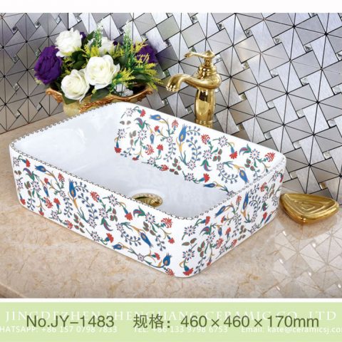 Jingdezhen wholesale white ceramic colorful square basin       SJJY-1483-56