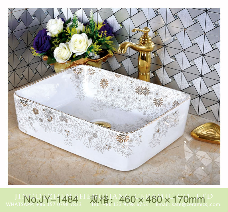 SJJY-1484-56加彩盆_04 Made in China fancy white ceramic wash hand basin       SJJY-1484-56 - shengjiang  ceramic  factory   porcelain art hand basin wash sink