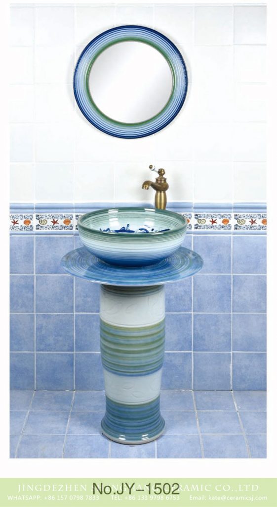 SJJY-1502-59立柱盆_04-561x1024 Outdoor blue color glazed one piece freestanding basin      SJJY-1502-59 - shengjiang  ceramic  factory   porcelain art hand basin wash sink