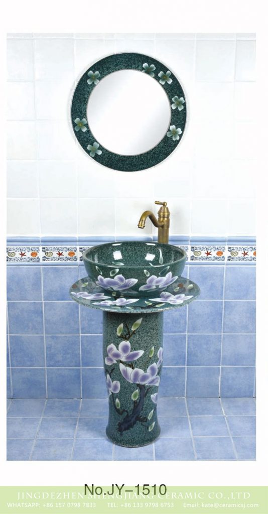 SJJY-1510-60立柱盆_07-534x1024 Shengjiang factory direct green imitation marble porcelain with flowers design pedestal basin      SJJY-1510-60 - shengjiang  ceramic  factory   porcelain art hand basin wash sink