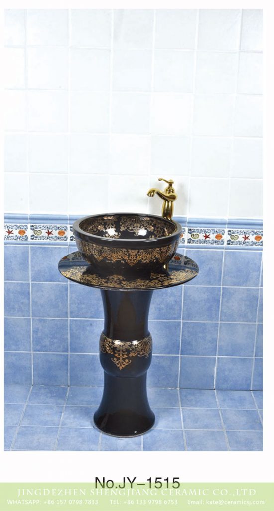 SJJY-1515-61立柱盆_05-550x1024 Shengjiang factory porcelain black color with golden pattern pedestal basin     SJJY-1515-61 - shengjiang  ceramic  factory   porcelain art hand basin wash sink